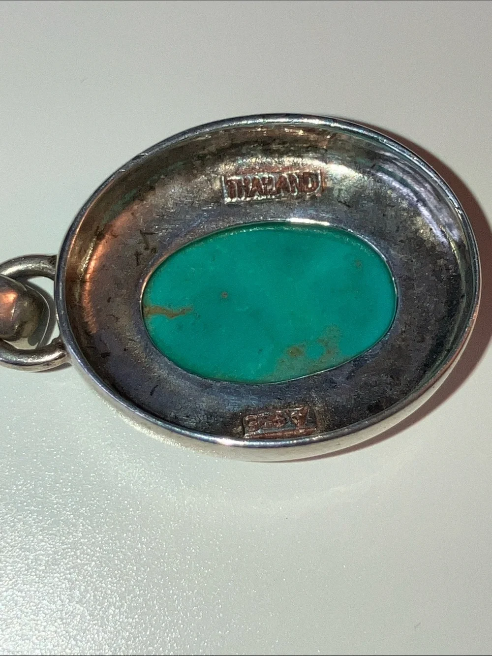 Sterling Silver Turquoise Oval Pendant Necklace